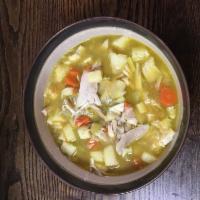 Mulligatawny Soup · Onion, carrot, celery, butter, flour, curry powder, chicken stock, granny smith apples, roas...