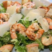 Shrimp Caesar Salad · Served with homemade garlic knots and dressing.
