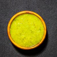 Salsa Verde · Blend of tomatillos, jalapenos, lime, yuzu juice, cilantro, and various spices. Housemade. 2...