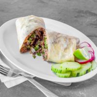 Burritos · All of our burritos come with rice, beans, your choice of meat, cilantro and onions.