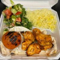Chicken Kabob Plate  · Tender chunks of white meat chicken breast marinated and grilled. 