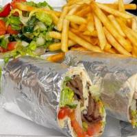 Gyros Wrap  · Sliced mix of beef and lamb combo with onion, tomatoes, lettuce, and tzatziki sauce. 