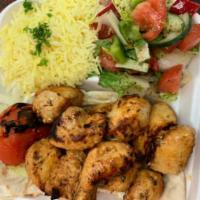 2 Pieces Skewers Chicken Kabob Combo · 2 skewers of tender all white meat chicken breast seasoned and grilled. 