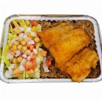 2 Pieces Fish Over Rice Platter · Fish over rice, choice of toppings, sauces, and extras.