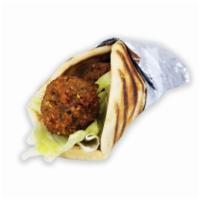 Falafel on Pita · Falafel Served on pita with choice of salad and any shahs sauces.
