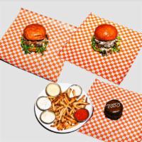 Apocalypse Burger Feast · Includes: smashpocalypse burger, instaswag burger, large fries, and ding dong. Vegetarian.