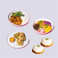 Woldy Kusina Feast · Includes: mushroom adobo, pancit noodle salad, small crispy mushrooms, and 2 bibingkas. Extr...