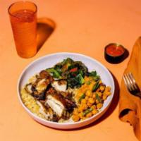Spicy Chicken Bowl · Grilled anti-biotic free chicken thigh, brown rice, choice of sides, choice of signature coc...