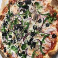 Veggie Pizza · Peppers, onions, mushrooms, black olives and broccoli. 