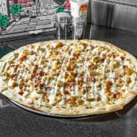 Chicken, Bacon and Ranch Pizza · Seasoned chicken with bacon, ranch, and mozzarella cheese.