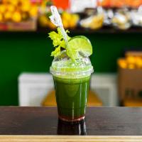 Green Machine Juice · Kale, cucumber, celery, spinach, apple and lime.