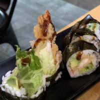 Shrimp Tempura Roll (5pcs) · Shrimp tempura, avocado, cucumber, lettuce, tobiko.