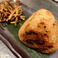 Grilled Rice Ball 1pc · Contains sesame oil. Choice of salmon, sea bream miso or spicy pickled mustard green 