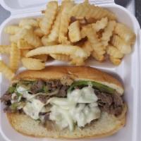 Philly Cheesesteak Sandwich · Served with side