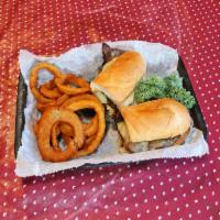 Grilled Steak Sandwich · toasted hogie bun, choice top sirloin steak, sauteed onions, mushrooms, greenpeppers, topped...