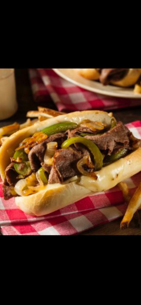 Philly Cheese Steak Hero · Thinly sliced steak with grilled onions and melted American cheese on Italian hero. Served with coleslaw and pickle.