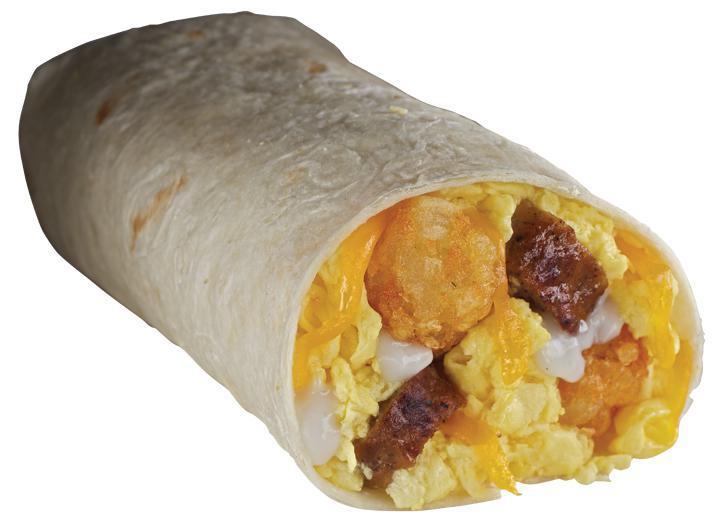 Country Burrito Breakfast · Scrambled eggs, sausage, Mexi-Fries®, cheddar cheese and country gravy wrapped in a home-style tortilla.