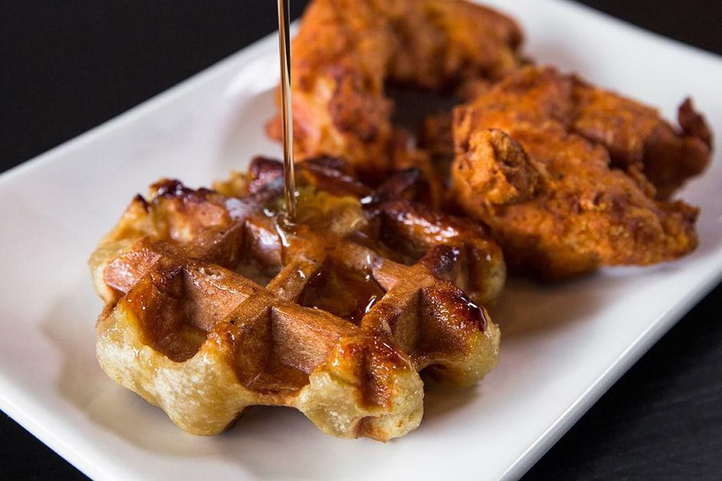 Chicken & Waffle · 2pc Tender on a Belgian Waffle 
Inc Powdered Sugar and Maple Syrup