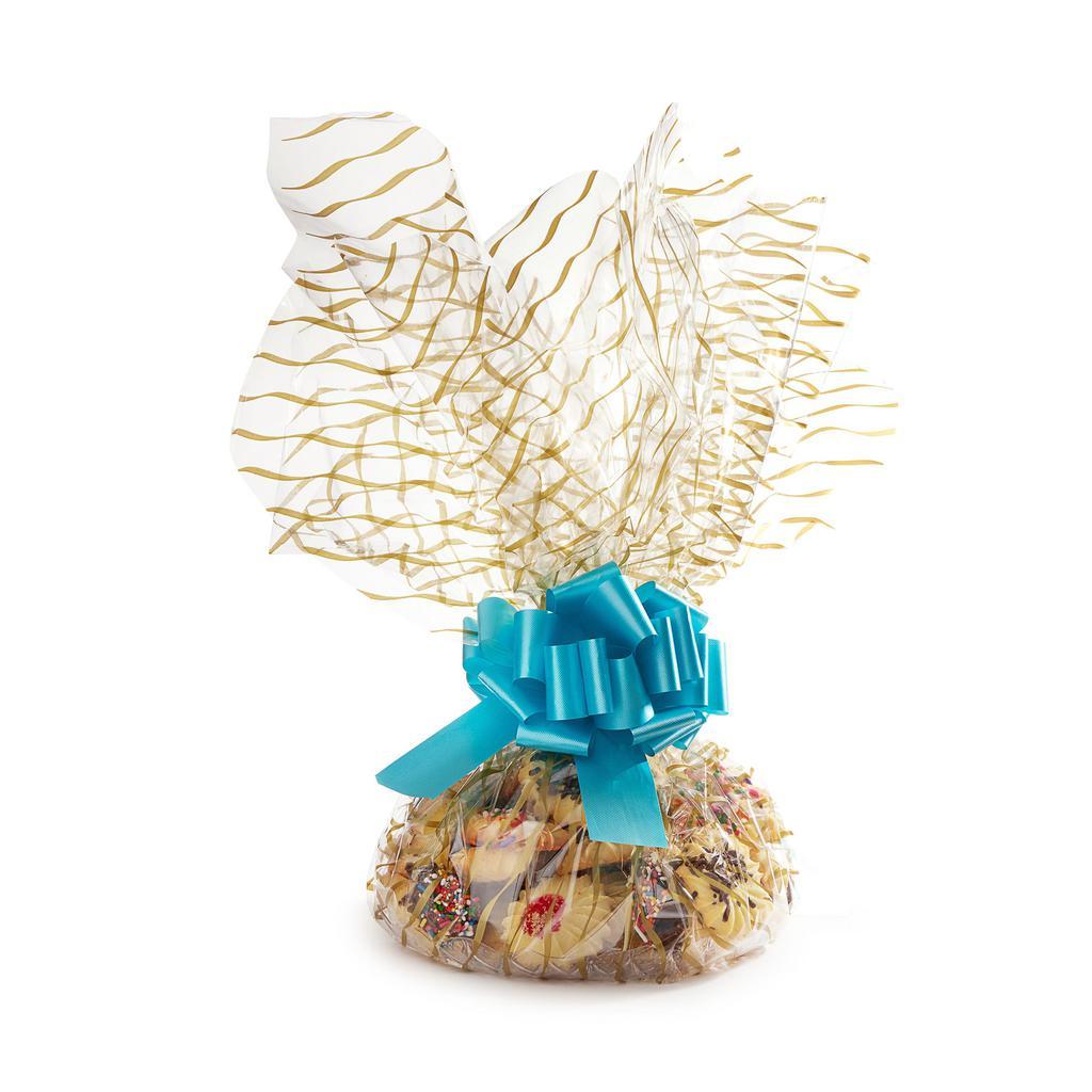 Cookie Arrangement · A little over a pound. Includes variety of bakery baked cookies, wrapped in cellophane paper and bow.
