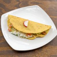 Vegetales Quesadilla · Mixed vegetables. Made with our fresh homemade corn tortillas, served with lettuce, tomato, ...