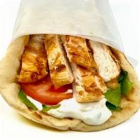 8. Gyro Pita · Lettuce, tomato, and tzatziki sauce. With your choice of chicken or beef.