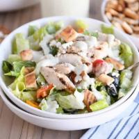 Grilled Chicken Greek Salad · Grilled chicken, Romaine lettuce,tomatoes, cucumbers, onions,black olives and Feta cheese