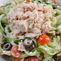 Tuna Salad Platter · Romaine lettuce,tomatoes,black olive and Tuna