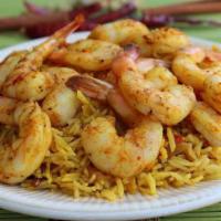 Shrimp over Rice platter · Fried shrimp served with yellow rice , lettuce and tomatoes and Cole slow  served with side ...