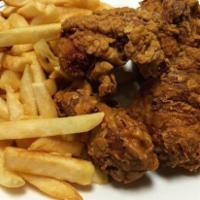 Fried Chicken Platter · Fried chicken served with choice of rice, french fries or Cole slaw.