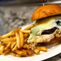 Grilled Chicken and Portobello Mushroom Sandwich · Grilled chicken breast with a sauteed portobello mushroom, spinach and melted provolone chee...