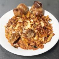 Sicilian Baked Ziti · Penne pasta baked with our homemade red sauce and mozzarella cheese.