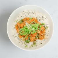 Yuzu Kosho Salmon Bowl · Salmon, avocado, snow peas, edamame, scallions, kaiware, sesame seeds, yuzu kosho and poke s...