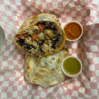 Meat Burrito · Choice of meat. Served with rice, choice of beans, cheese, sour cream, pico de gallo, and gu...