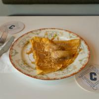 Graham Cracker Sweet Crepes · Crumbs, apples, and caramel.