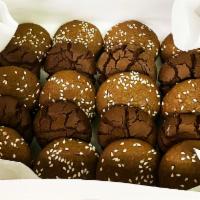 Cocoa Cookies with Sesame Seeds · 100% cocoa, brown sugar, and choice of sesame seeds