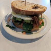 Avocado Breakfast BLT · Spinach, pico de gallo, avocado, overhard egg and bacon on multigrain toast.

Made only with...