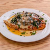 Chicken Florentine · Sauteed chicken over spinach and provolone cheese in lemon sauce.