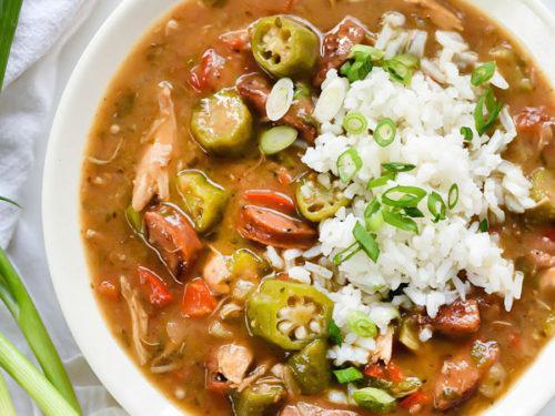Seafood Gumbo Soup · Thick soup made from okra typically served with protein and a variety of vegetables. 