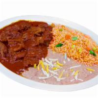 Birria Plate · Comes with rice and beans.