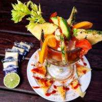 Coctel de Camaron Plate · Shrimp cocktail.