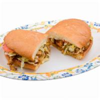Torta · Bread your choice of meat, mayonnaise, lettuce, tomatoes, onions, cilantro and sauce. 