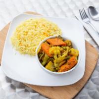 Seasonal Vegetable Curry · South Indian style, fennel, coconut, curry leaves, poppy seeds.