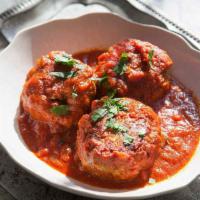 Italian Meatballs · Beef Meatballs, cooked to perfection with a delicious home made tomato sauce. 3 juicy meatba...