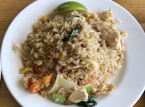 F2. Spicy Basil Fried Rice · Spicy fried rice with egg, onion, bell pepper and basil. Spicy.