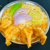 223.Shrimp Biryani · the rice and shrimp is cooked in an earthen pot and the lid is sealed with dough and it is c...