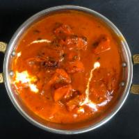 fish tikka masala · chunks of fish marinated in 9kind of spices that are roasted in an oven and served in a rich...