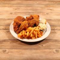 Fried Chicken Dinner · Includes fries, coleslaw and roll.