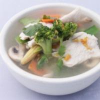 Chicken and Vegetable Soup Lunch · Chicken and vegetable in chicken broth.