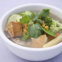 Tofu and Vegetable Soup Lunch · Tofu and vegetable in vegetarian broth.