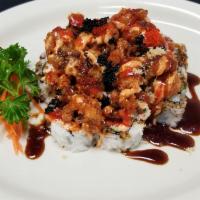 Crawfish Dynamite  Roll · California roll topped with bake Crawfish , caviar, eel sauce and spicy mayo 